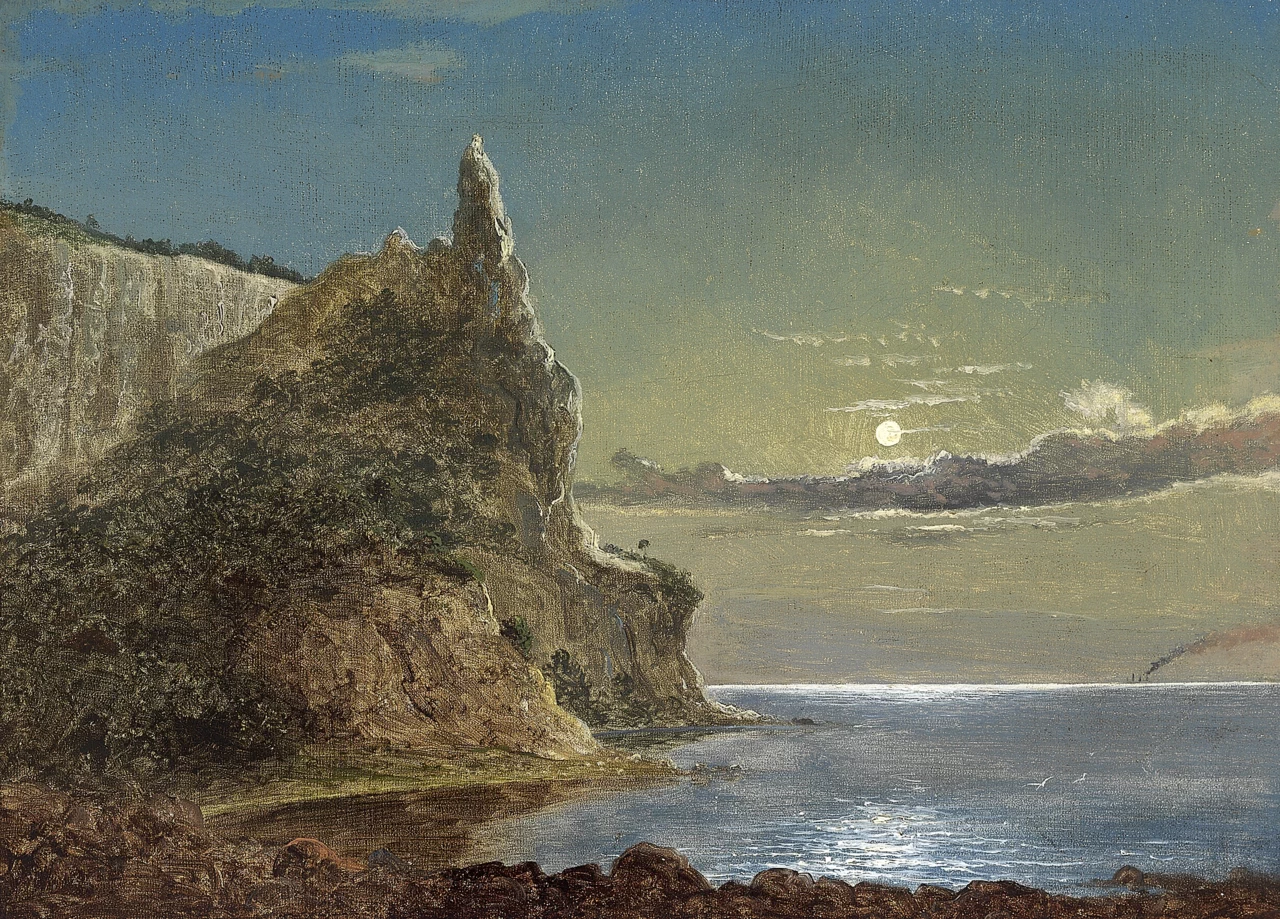 Møns Klint con Sommerspiret in una notte di luna
